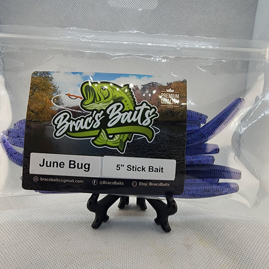 Brac's Baits JuneBug Series - 5-inch Stick Baits, 3.25-inch Punch Bugs, 4-inch Knuckle Draggers for Bass Fishing in Dark or Stained Water