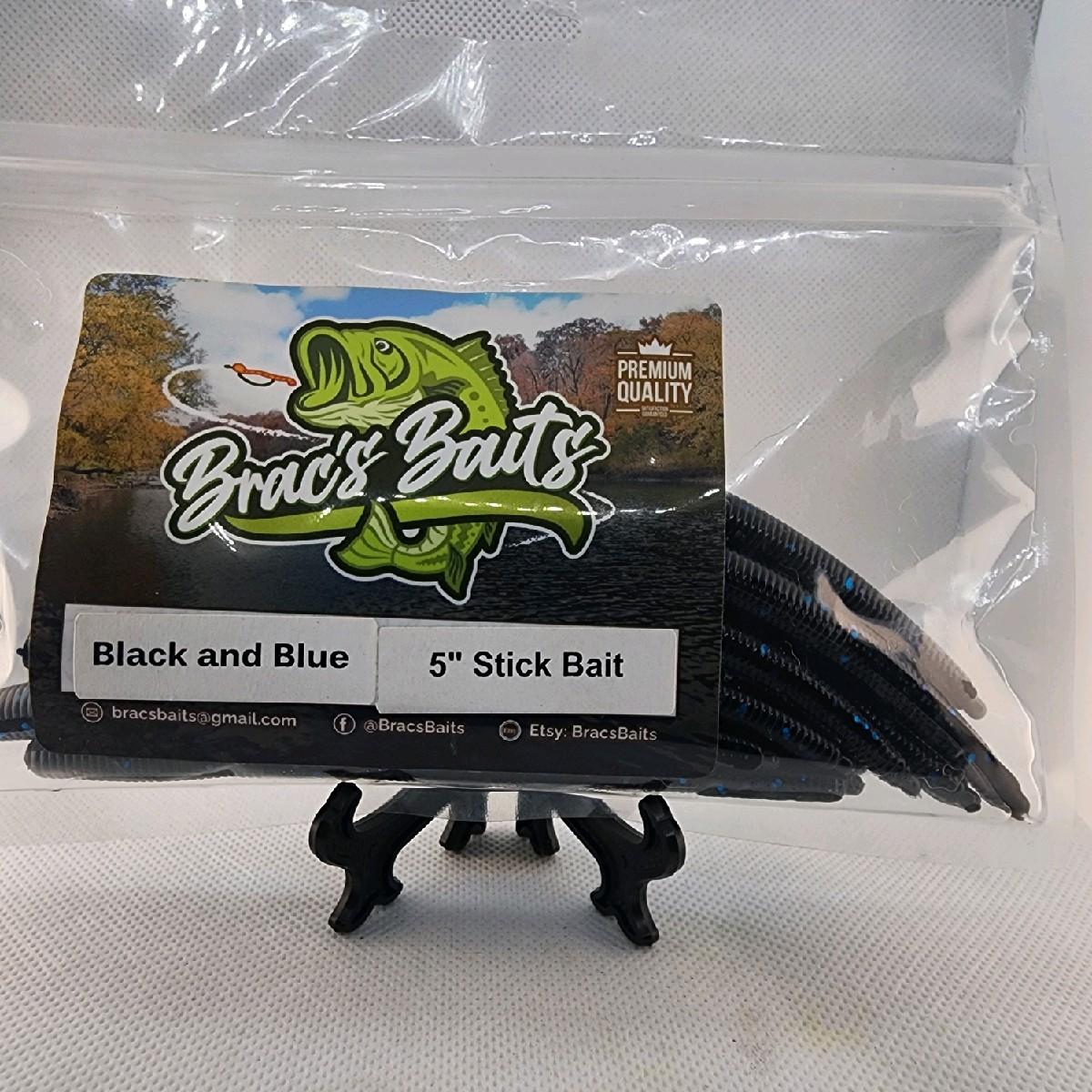 Brac's Baits Black and Blue Series - 5-inch Stick Baits, 3.25-inch Punch Bugs, 4-inch Knuckle Draggers for Bass Fishing in Murky Waters