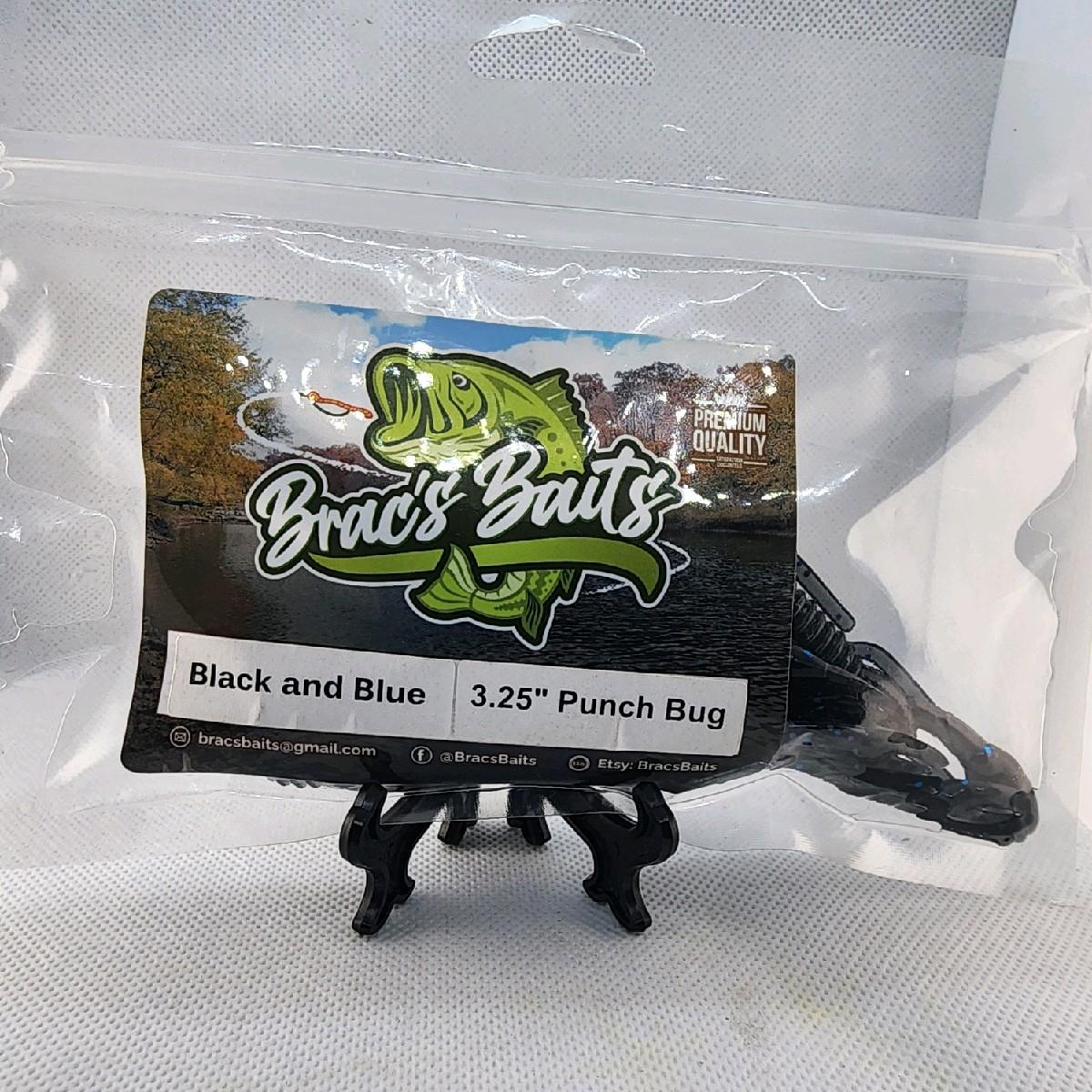 Brac's Baits Black and Blue Series - 5-inch Stick Baits, 3.25-inch Punch Bugs, 4-inch Knuckle Draggers for Bass Fishing in Murky Waters