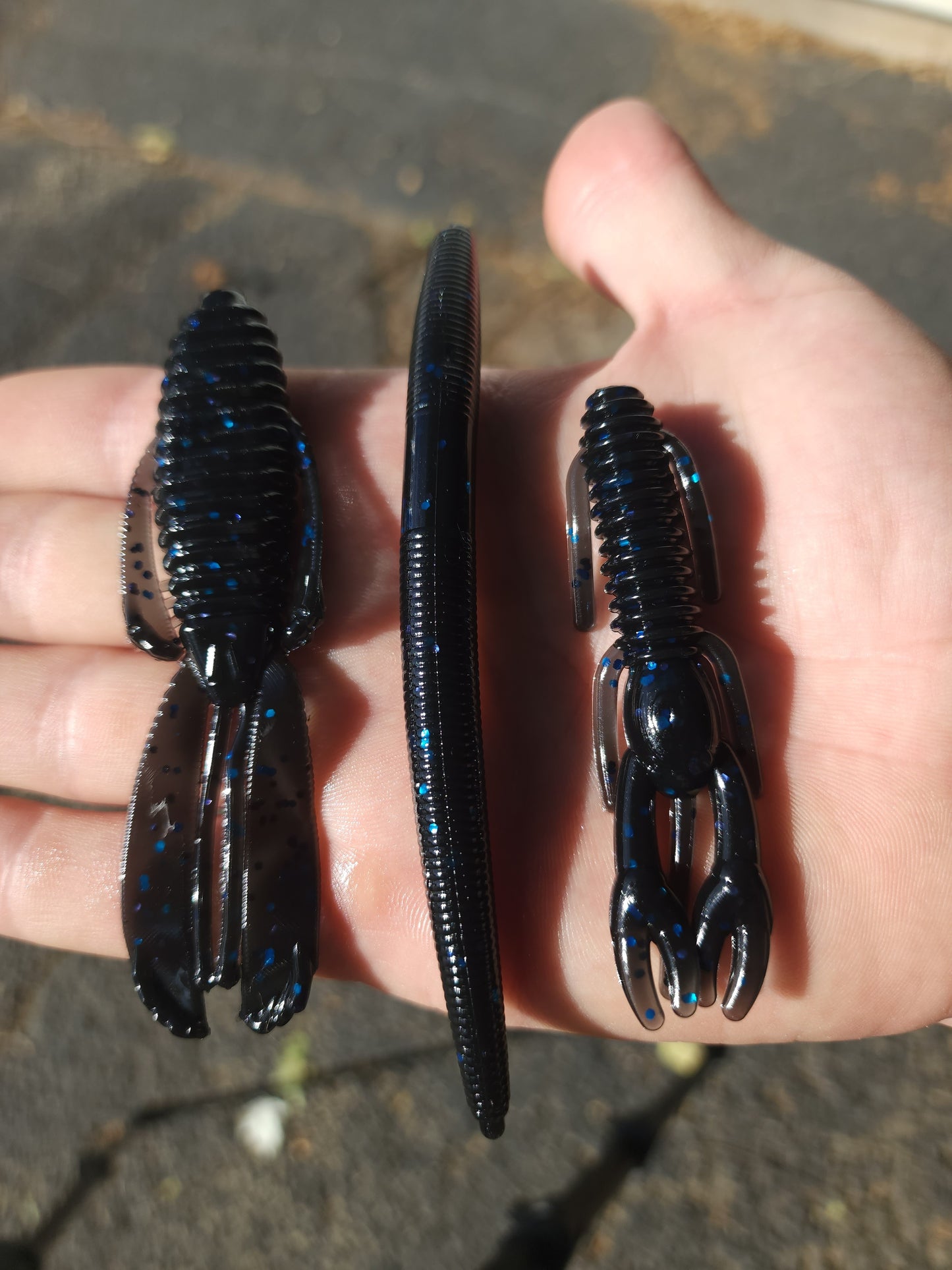 Brac's Baits Black and Blue Series - 5-inch Stick Baits, 3.25-inch Punch Bugs, 4-inch Knuckle Draggers for Bass Fishing in Murky Waters