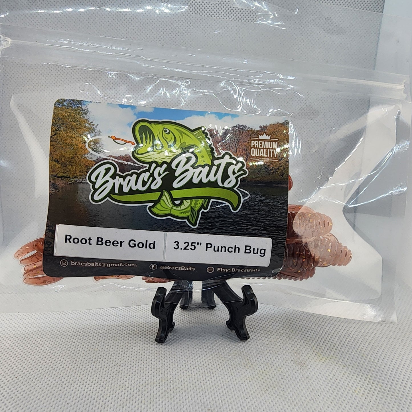Brac's Baits RootBeer Gold Series - 5-inch Stick Baits, 3.25-inch Punch Bugs, 4-inch Knuckle Draggers for Bass Fishing in Clear Sunny Conditions