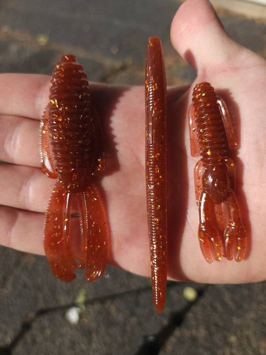 Brac's Baits RootBeer Gold Series - 5-inch Stick Baits, 3.25-inch Punch Bugs, 4-inch Knuckle Draggers for Bass Fishing in Clear Sunny Conditions