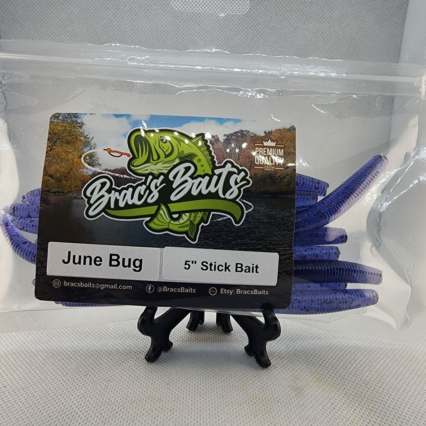 Brac's Baits JuneBug Series - 5-inch Stick Baits, 3.25-inch Punch Bugs, 4-inch Knuckle Draggers for Bass Fishing in Dark or Stained Water