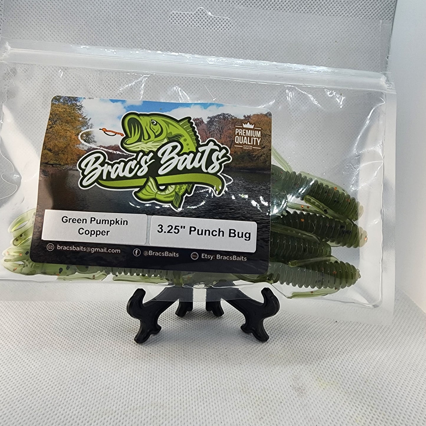 Brac's Baits Green Pumpkin Copper Series - 5-inch Stick Baits, 3.25-inch Punch Bugs, 4-inch Knuckle Draggers for Bass Fishing in Clear & Slightly Stained Water