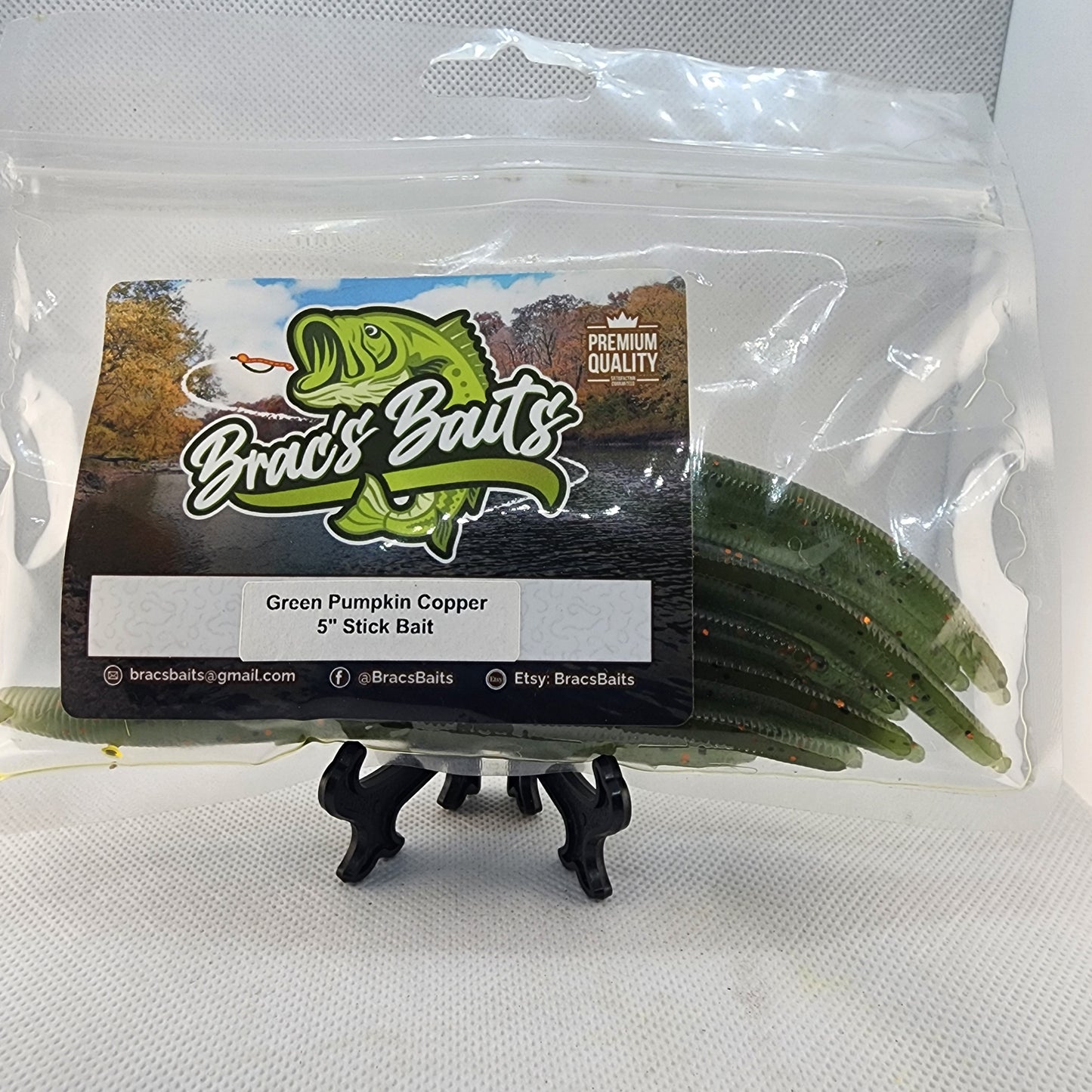 Brac's Baits Green Pumpkin Copper Series - 5-inch Stick Baits, 3.25-inch Punch Bugs, 4-inch Knuckle Draggers for Bass Fishing in Clear & Slightly Stained Water