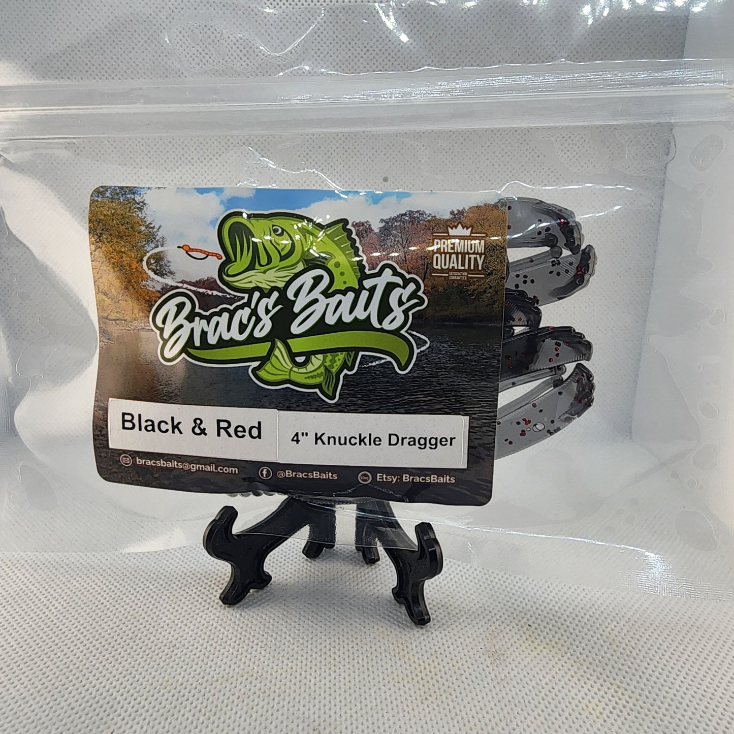 Brac's Baits Black and Red Series - 5-inch Stick Baits, 3.25-inch Punch Bugs, 4-inch Knuckle Draggers for Bass Fishing in Stained & Tannic Waters
