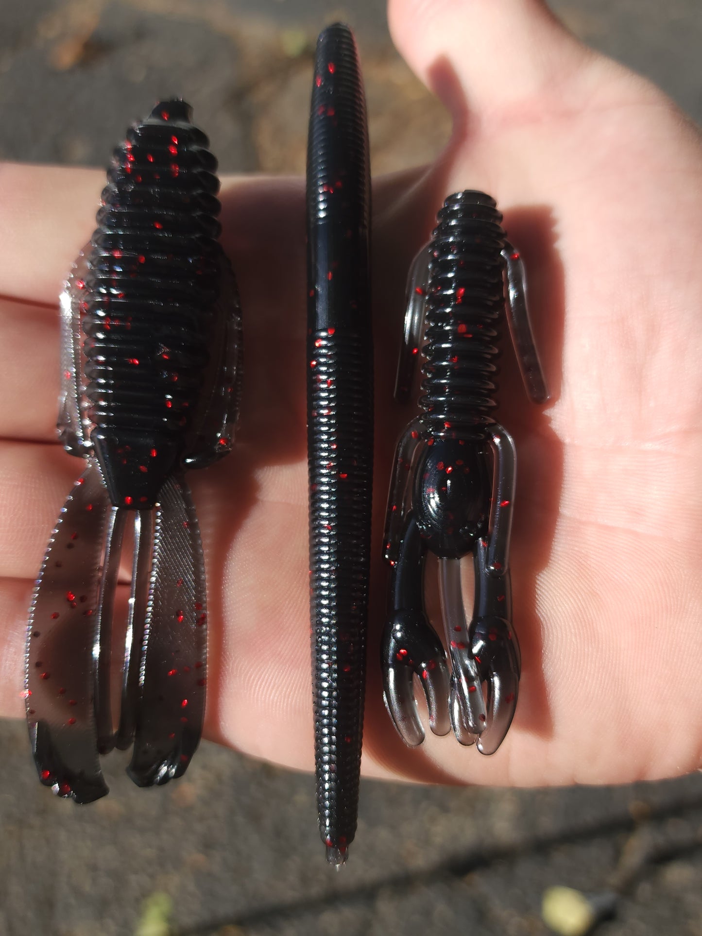 Brac's Baits Black and Red Series - 5-inch Stick Baits, 3.25-inch Punch Bugs, 4-inch Knuckle Draggers for Bass Fishing in Stained & Tannic Waters