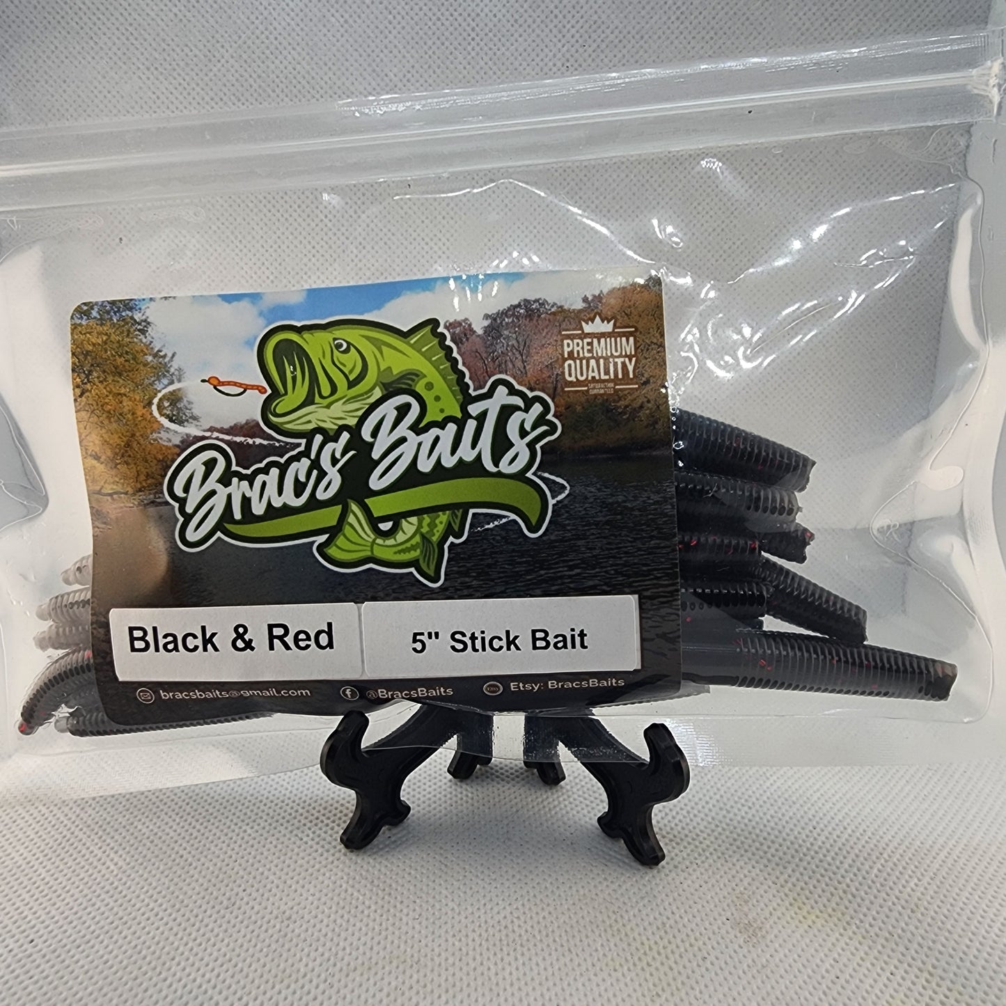 Brac's Baits Black and Red Series - 5-inch Stick Baits, 3.25-inch Punch Bugs, 4-inch Knuckle Draggers for Bass Fishing in Stained & Tannic Waters