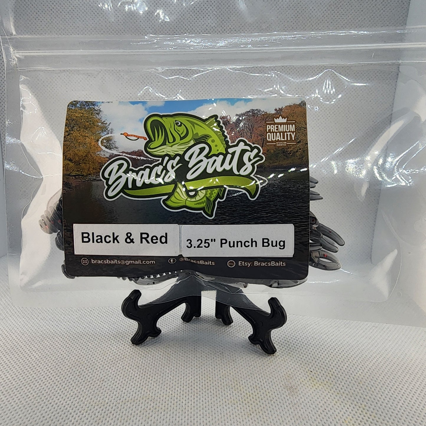 Brac's Baits Black and Red Series - 5-inch Stick Baits, 3.25-inch Punch Bugs, 4-inch Knuckle Draggers for Bass Fishing in Stained & Tannic Waters