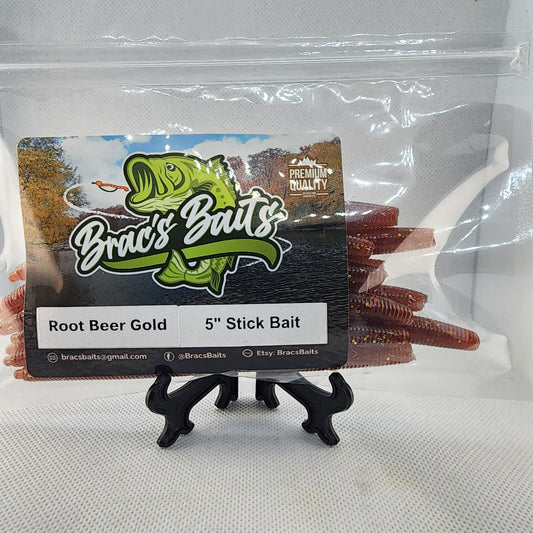 Brac's Baits RootBeer Gold Series - 5-inch Stick Baits, 3.25-inch Punch Bugs, 4-inch Knuckle Draggers for Bass Fishing in Clear Sunny Conditions
